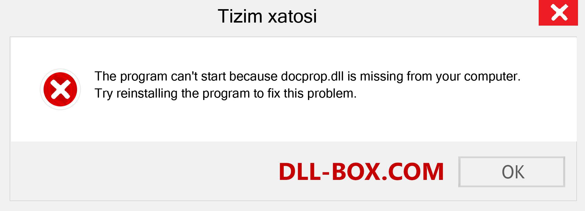 docprop.dll fayli yo'qolganmi?. Windows 7, 8, 10 uchun yuklab olish - Windowsda docprop dll etishmayotgan xatoni tuzating, rasmlar, rasmlar